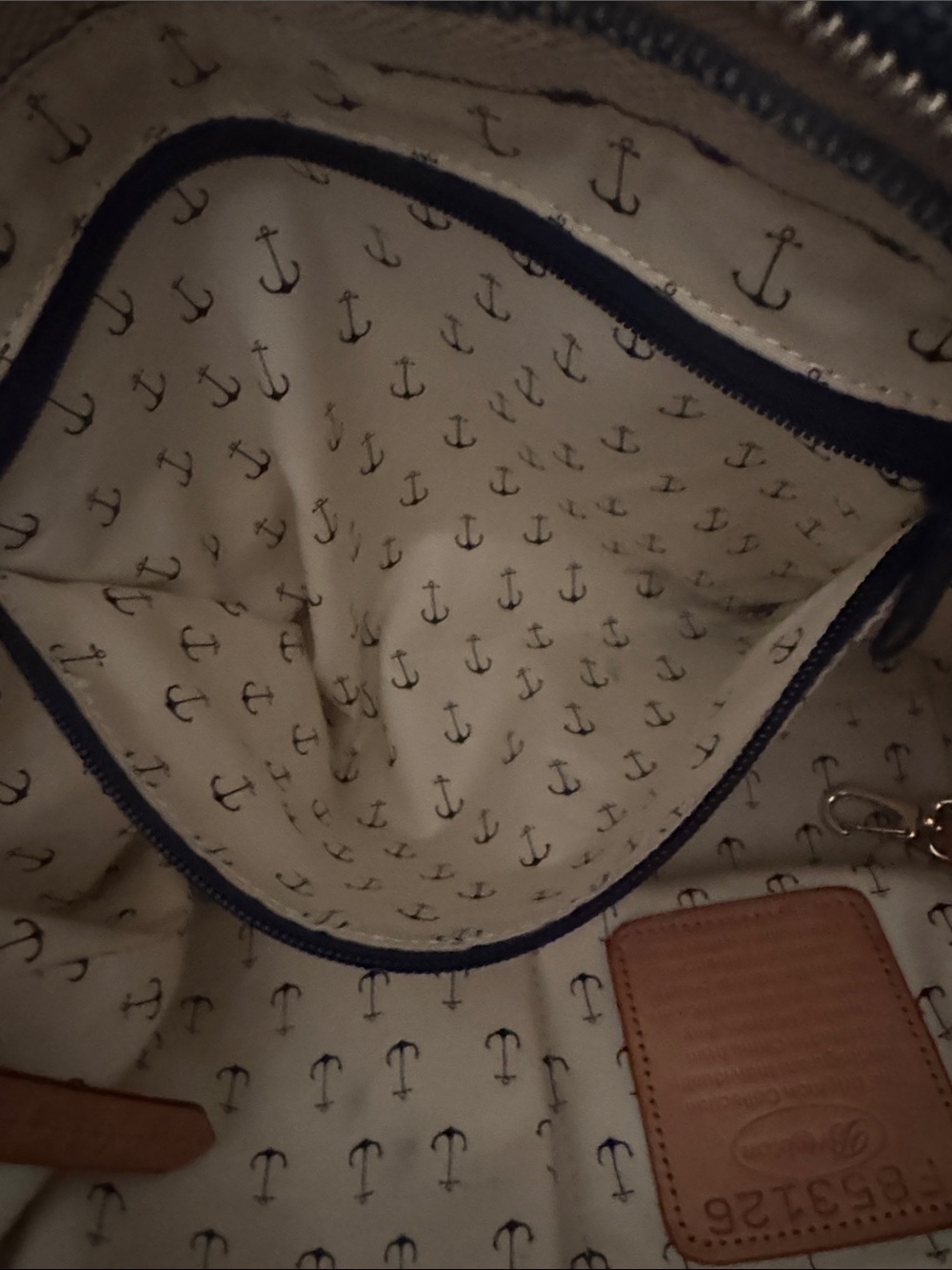 Brighton Navy and Cream Striped Canvas Tote with Tan Leather Accents - Picture 10 of 11
